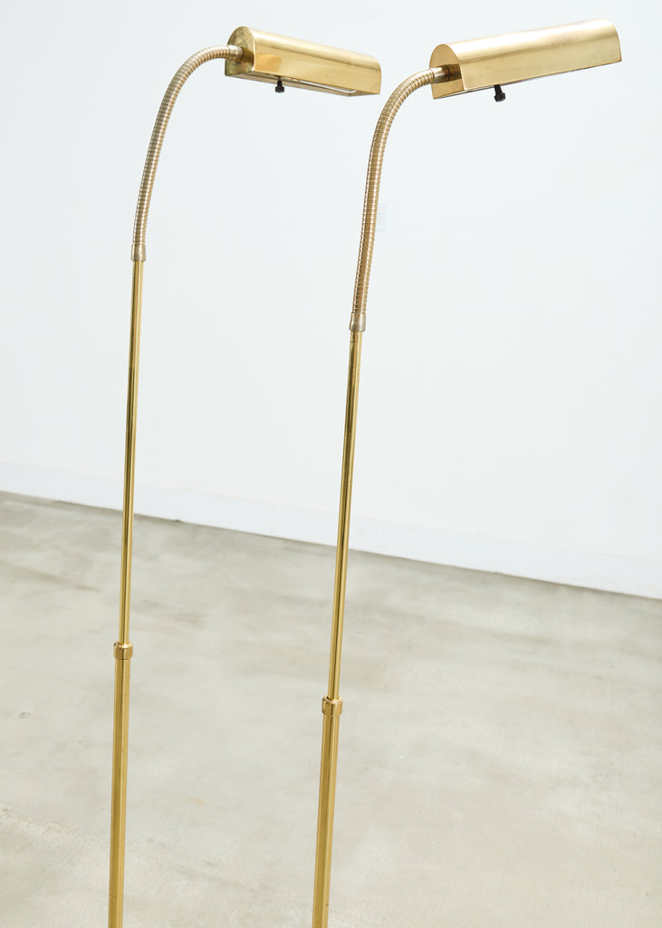 Pair of Mid-Century Brass Adjustable Pharmacy Floor Lamps