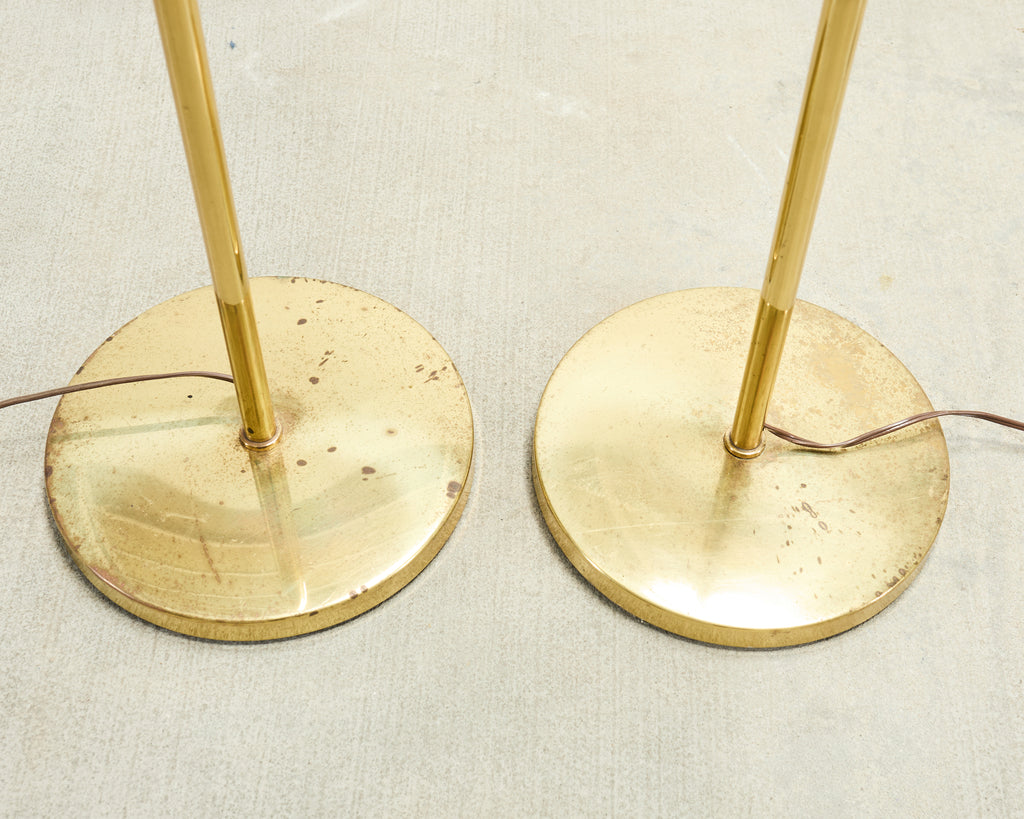 Pair of Mid-Century Brass Adjustable Pharmacy Floor Lamps