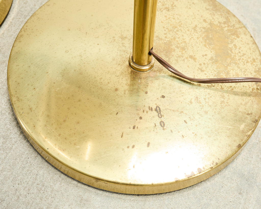 Pair of Mid-Century Brass Adjustable Pharmacy Floor Lamps