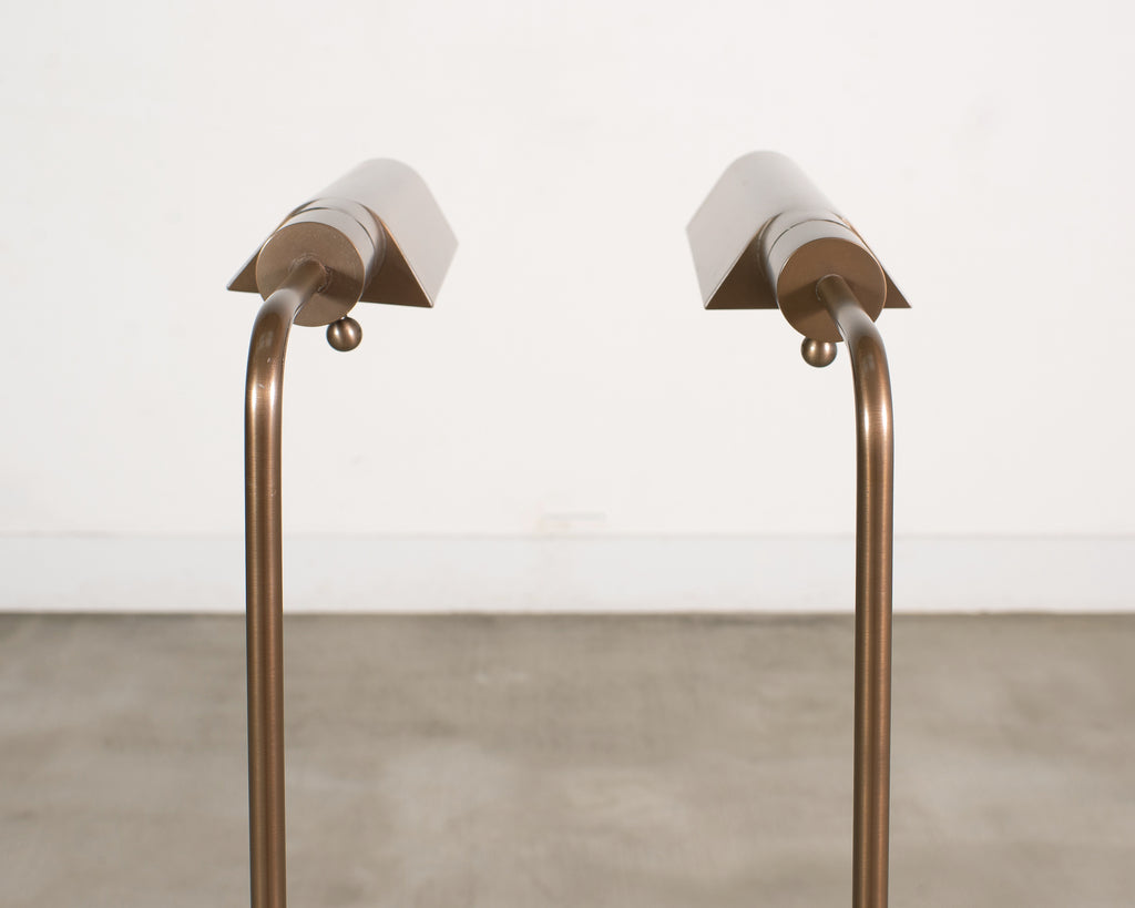 Pair of Casella Bronze Adjustable Pharmacy Floor Lamps