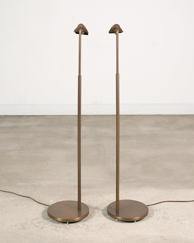 Pair of Casella Bronze Adjustable Pharmacy Floor Lamps