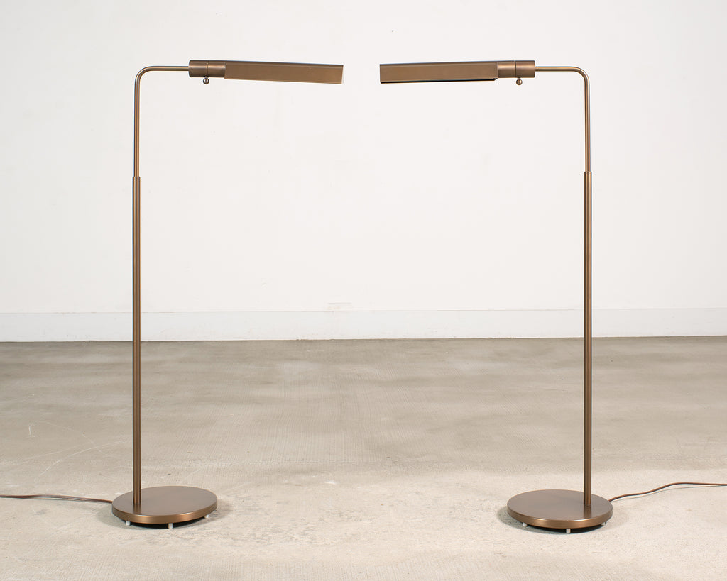 Pair of Casella Bronze Adjustable Pharmacy Floor Lamps