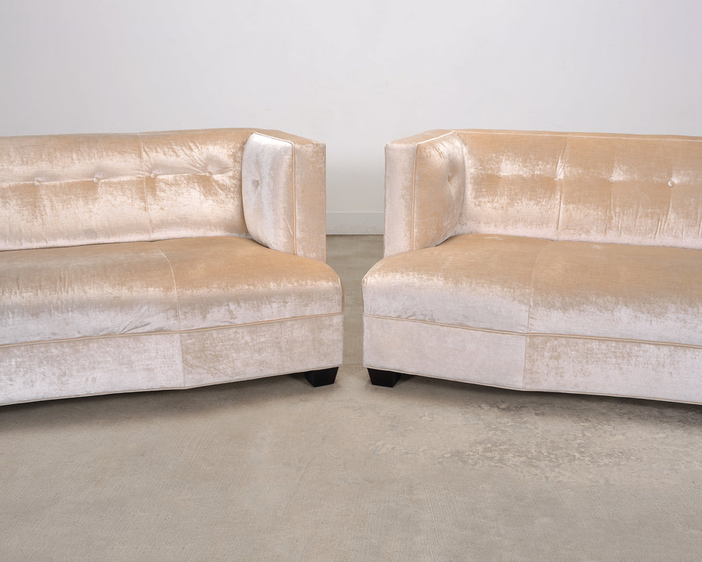 Pair of Velvet Dumont Sofas by Mitchell Gold + Bob Williams