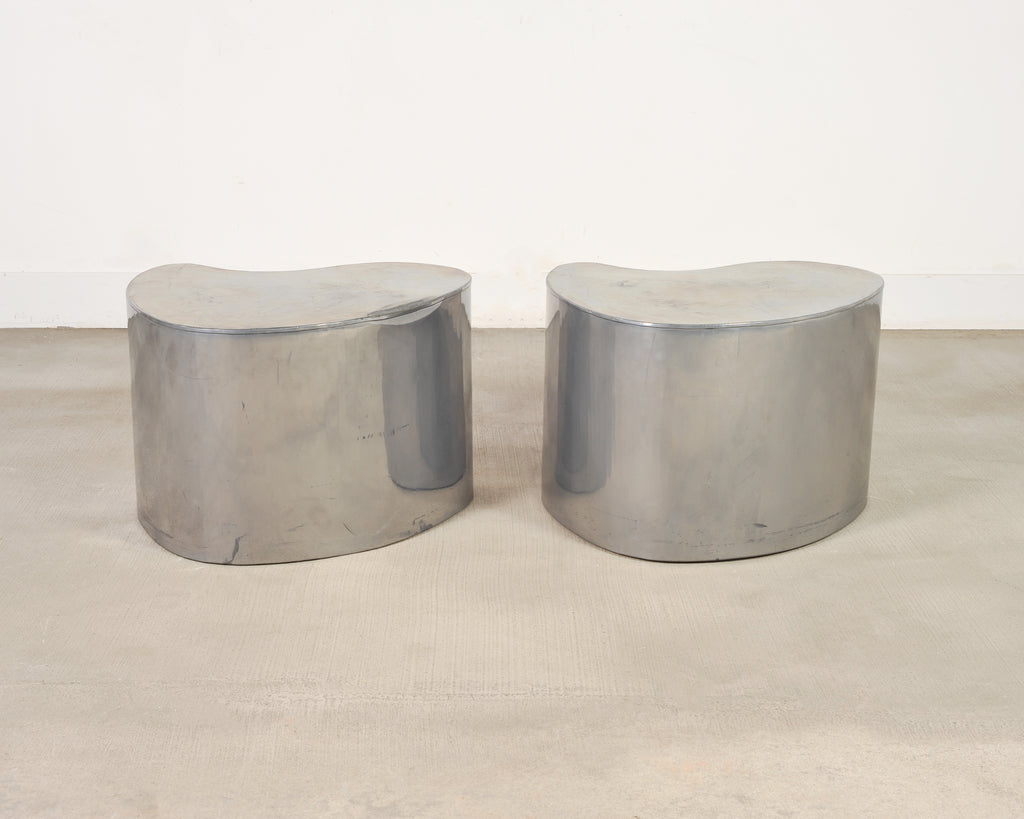 Pair of Mid-Century Chrome Biomorphic Kidney-Form Drinks Tables