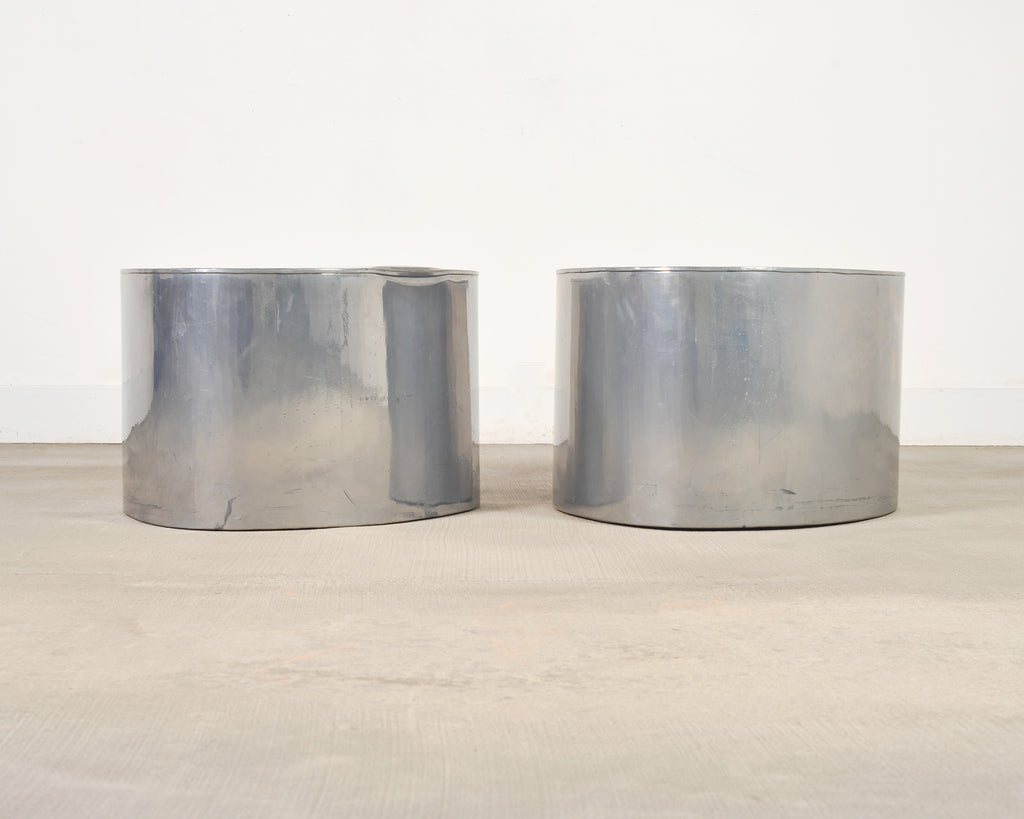 Pair of Mid-Century Chrome Biomorphic Kidney-Form Drinks Tables