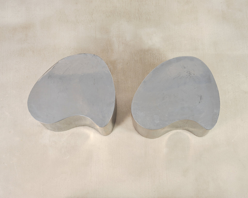 Pair of Mid-Century Chrome Biomorphic Kidney-Form Drinks Tables