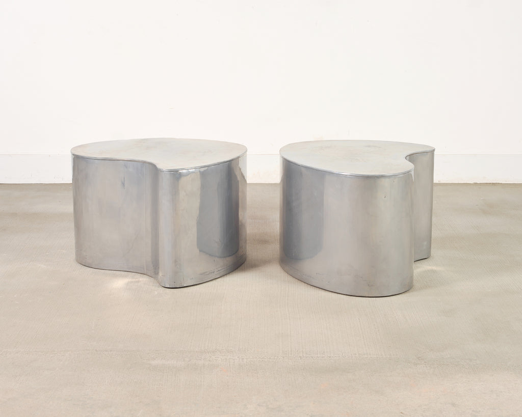 Pair of Mid-Century Chrome Biomorphic Kidney-Form Drinks Tables