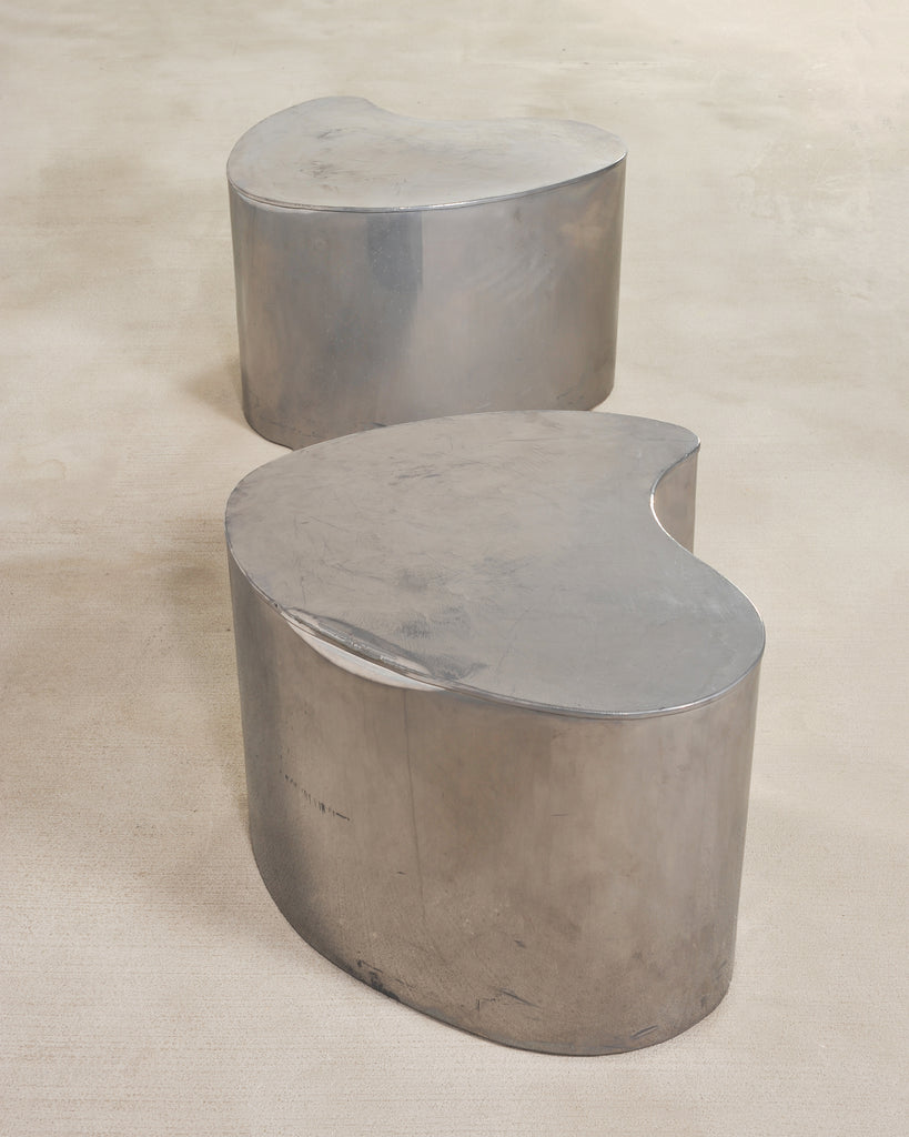 Pair of Mid-Century Chrome Biomorphic Kidney-Form Drinks Tables