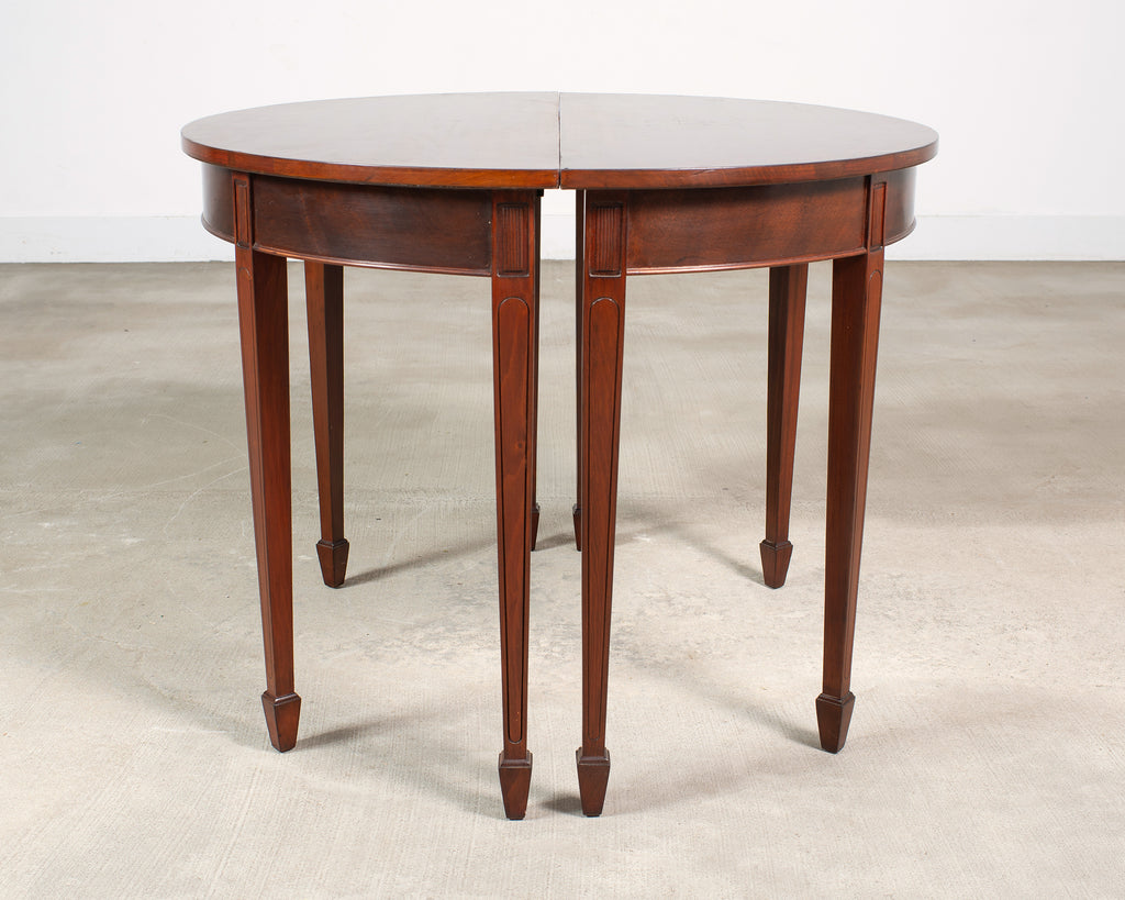 Pair of Georgian Style Mahogany Demilune Console Tables