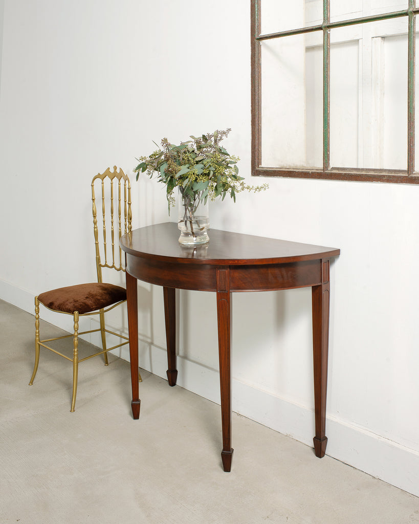 Pair of Georgian Style Mahogany Demilune Console Tables