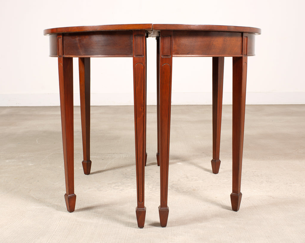 Pair of Georgian Style Mahogany Demilune Console Tables