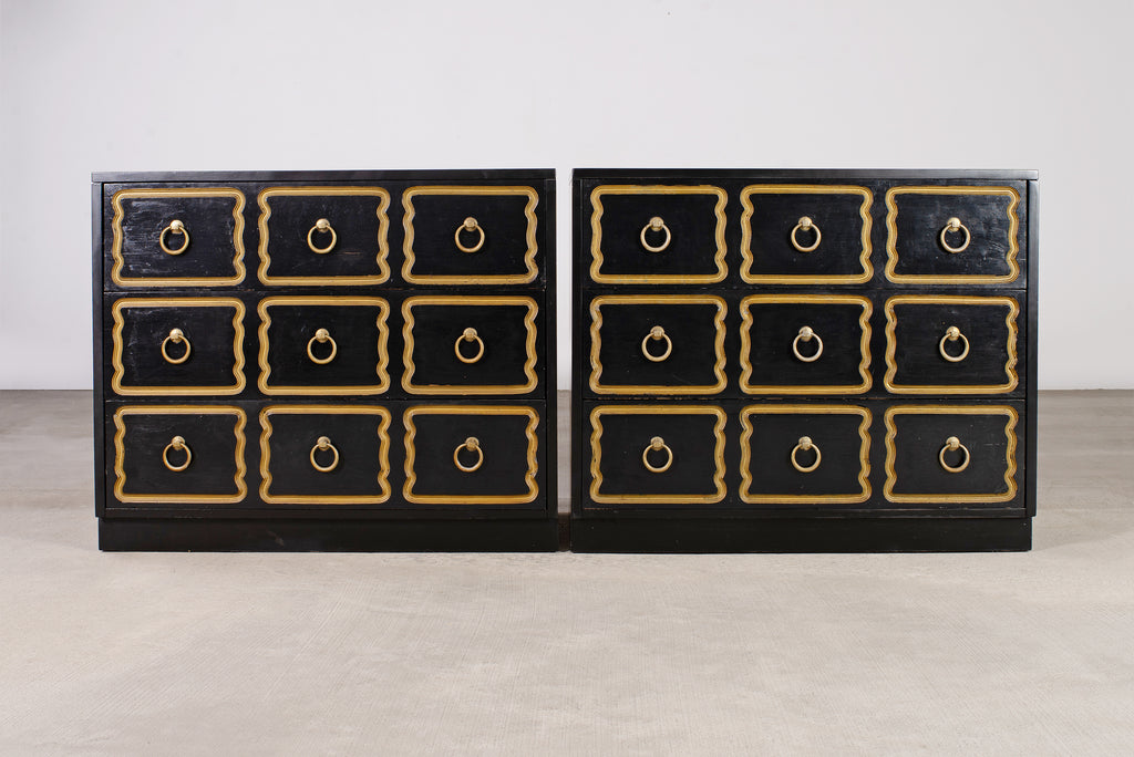 Pair of Mid-Century Modern Lacquered Espana Chests by Dorothy Draper