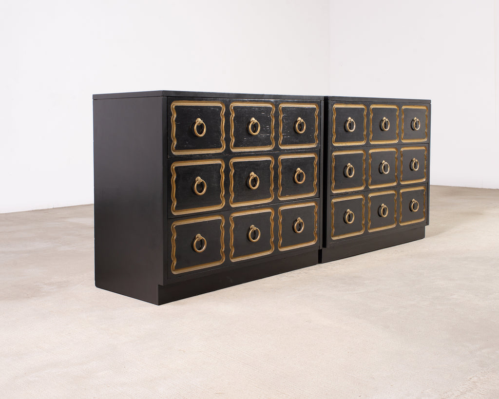Pair of Mid-Century Modern Lacquered Espana Chests by Dorothy Draper