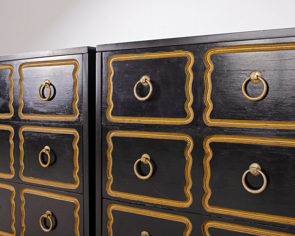 Pair of Mid-Century Modern Lacquered Espana Chests by Dorothy Draper