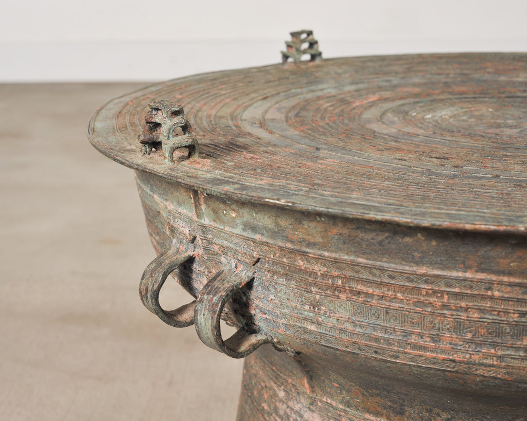 Pair of Southeast Asian Bronze Rain Drums or Drinks Tables
