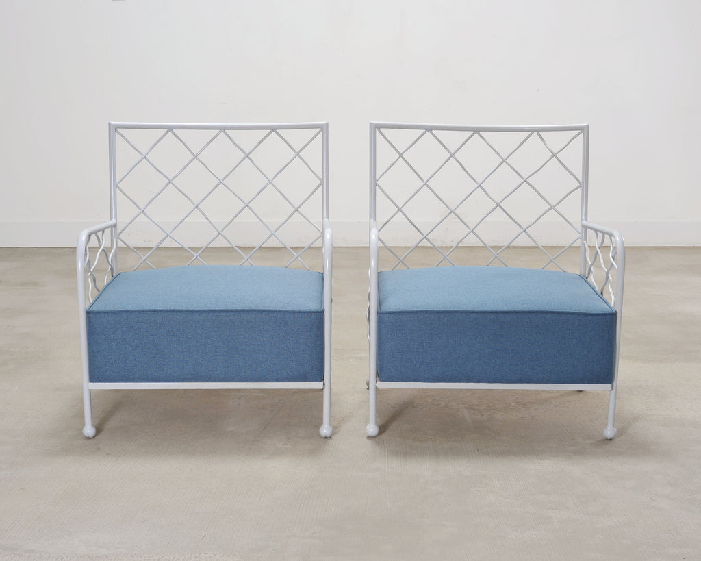 Pair of Midcentury French Iron Lounge Chairs After Royere