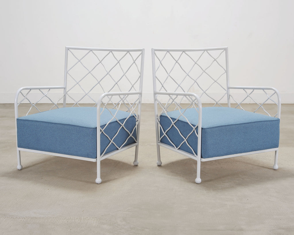 Pair of Midcentury French Iron Lounge Chairs After Royere