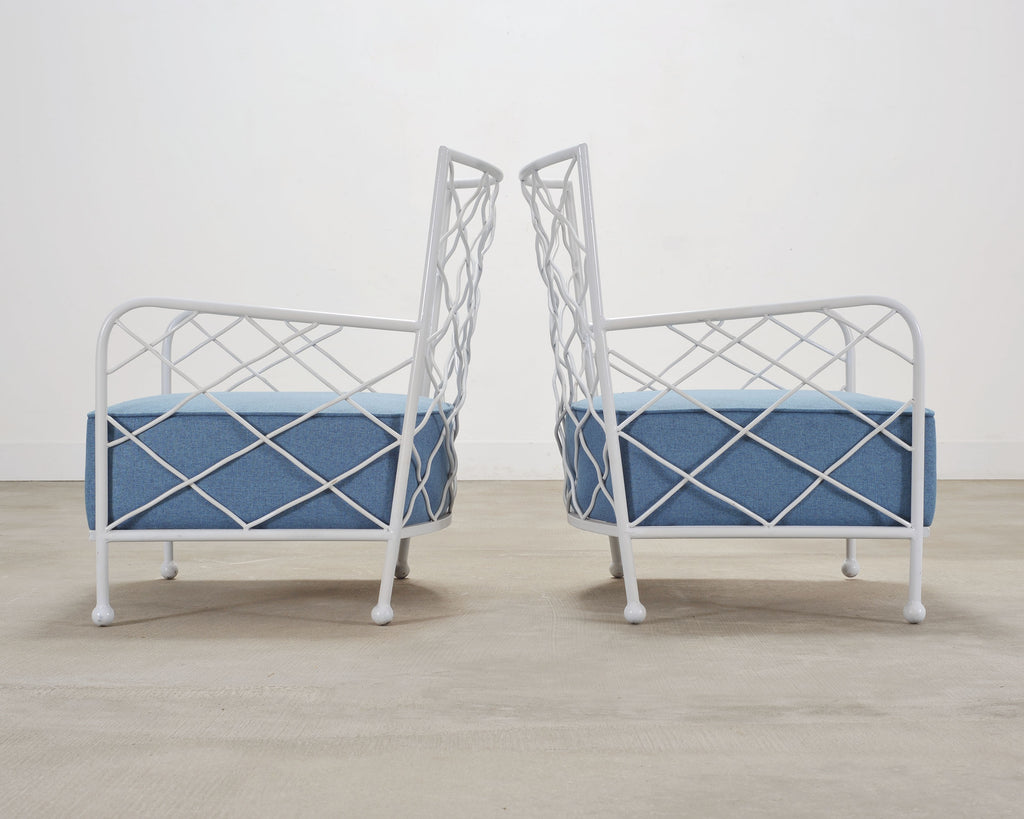 Pair of Midcentury French Iron Lounge Chairs After Royere