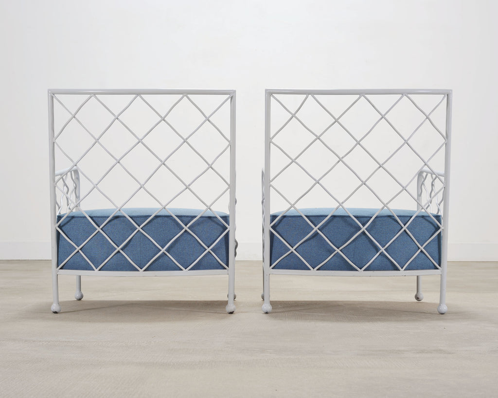 Pair of Midcentury French Iron Lounge Chairs After Royere