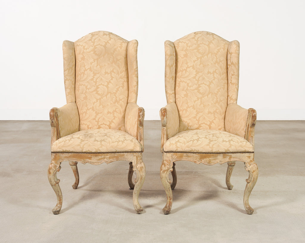 Pair of Country French Provincial Wingback Bergère Armchairs