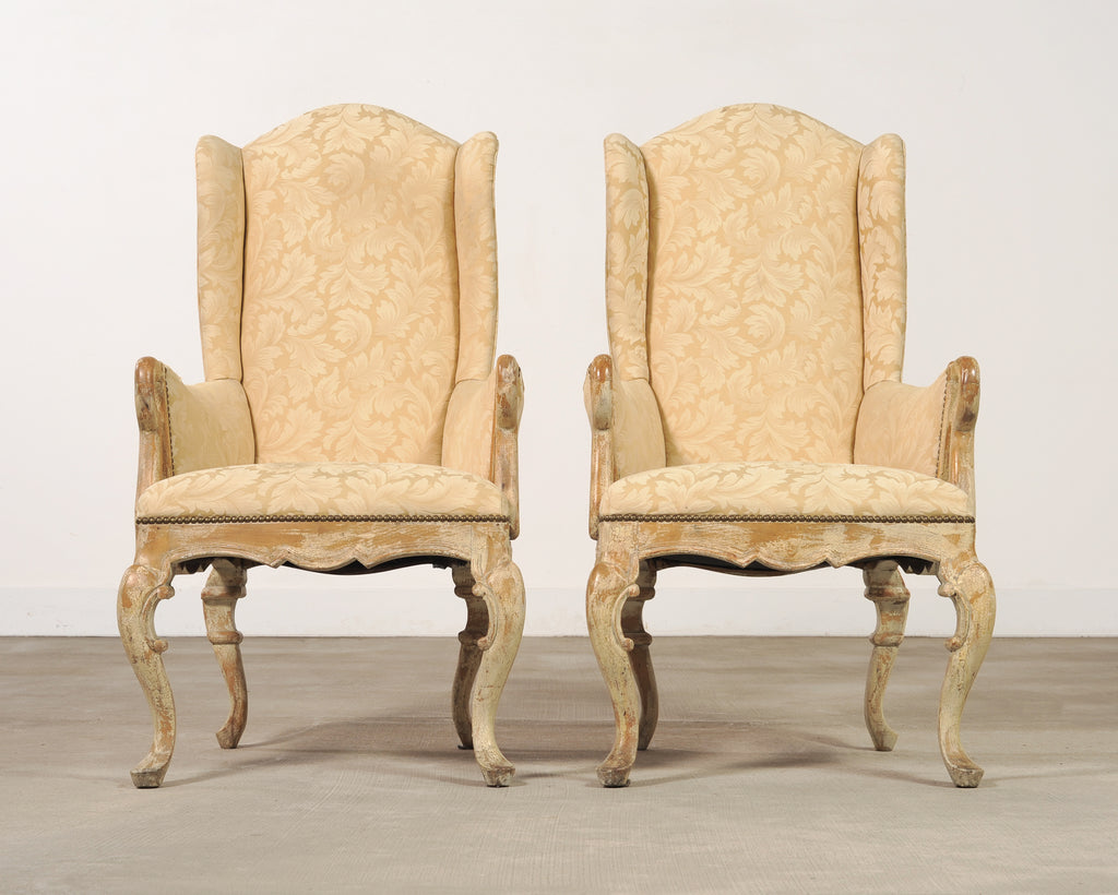 Pair of Country French Provincial Wingback Bergère Armchairs
