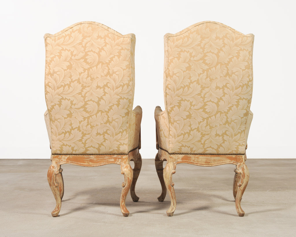 Pair of Country French Provincial Wingback Bergère Armchairs