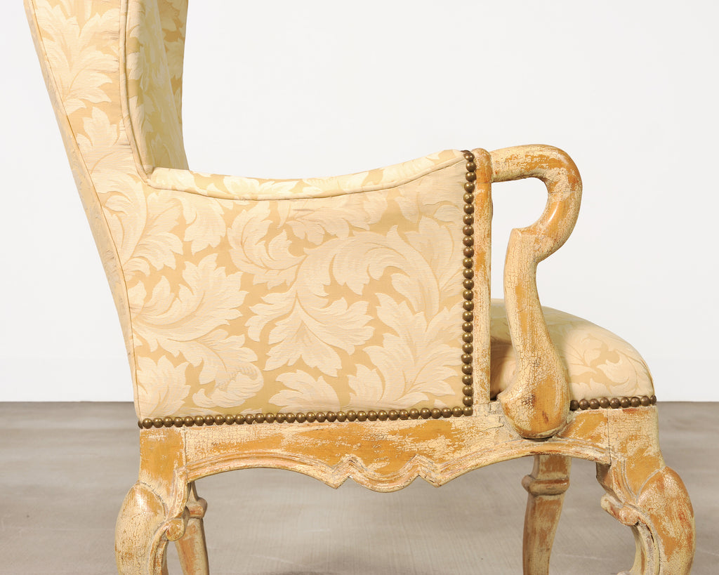 Pair of Country French Provincial Wingback Bergère Armchairs