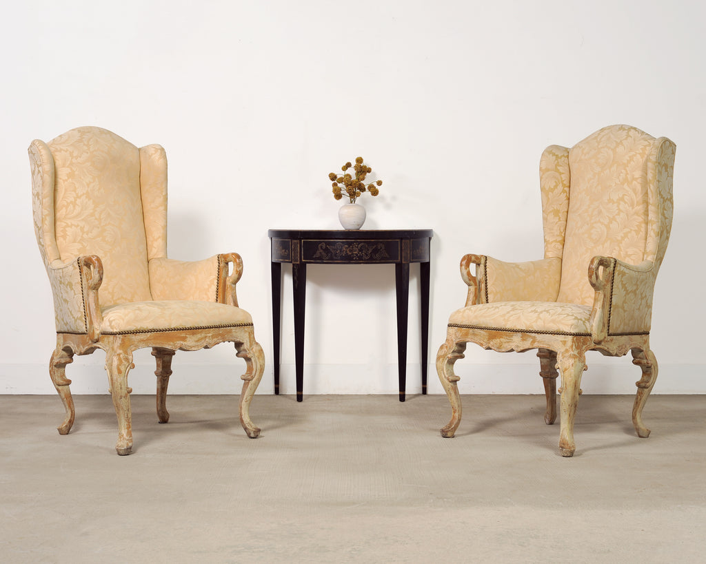Pair of Country French Provincial Wingback Bergère Armchairs