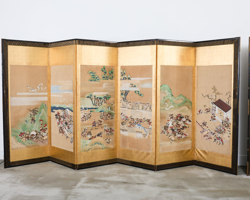 Pair of Japanese Edo/Tokugawa Screens Tale of Heiki