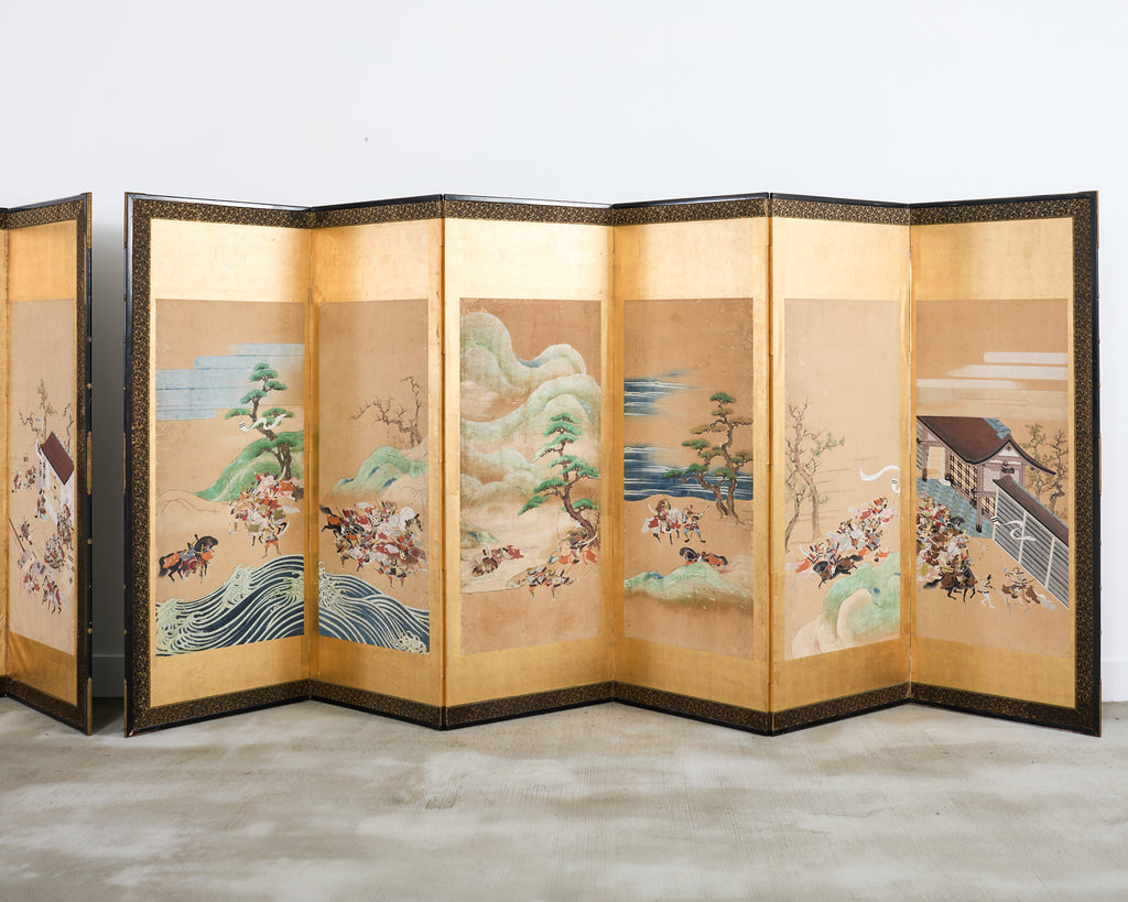 Pair of Japanese Edo/Tokugawa Screens Tale of Heiki