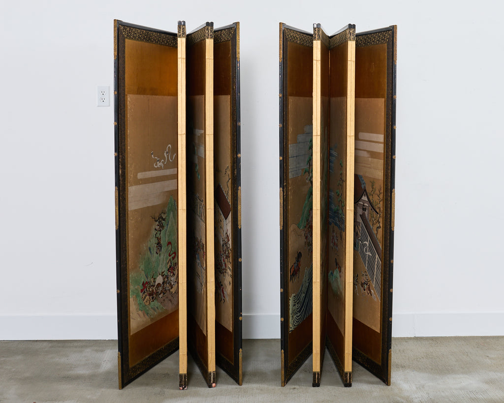 Pair of Japanese Edo/Tokugawa Screens Tale of Heiki