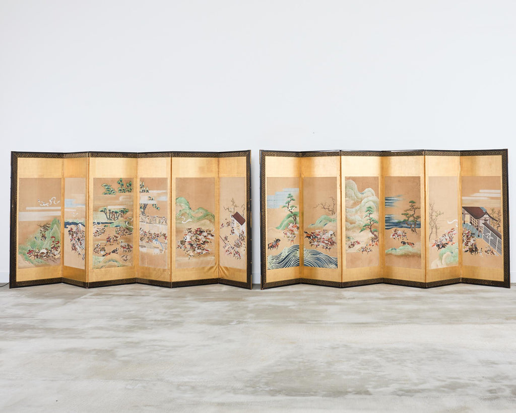 Pair of Japanese Edo/Tokugawa Screens Tale of Heiki