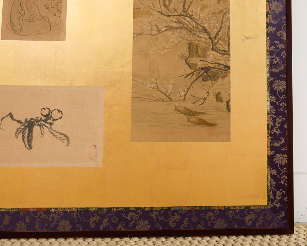 Pair of Japanese Two Panel Screens Edo Period Vignettes