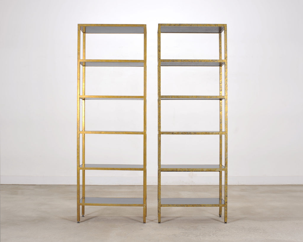 Pair of Oly Studio Gilt Iron 'Stella' Étagères Bookcase Shelves