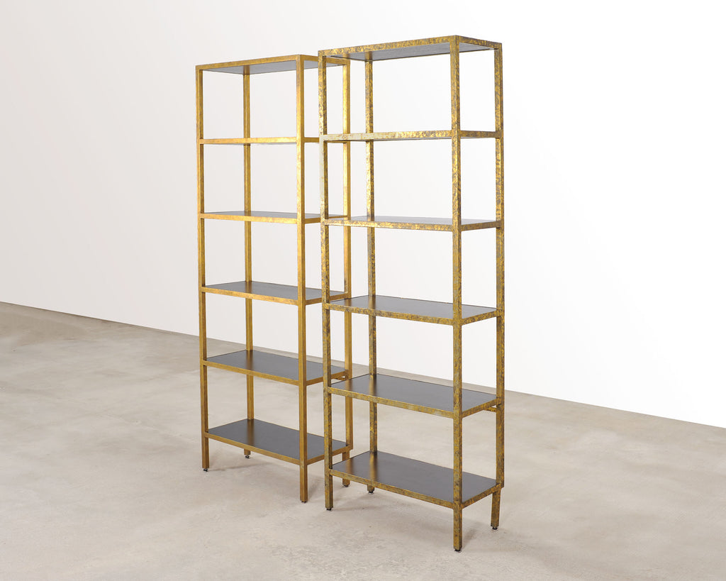 Pair of Oly Studio Gilt Iron 'Stella' Étagères Bookcase Shelves