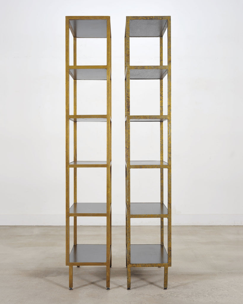 Pair of Oly Studio Gilt Iron 'Stella' Étagères Bookcase Shelves