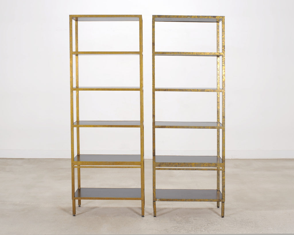 Pair of Oly Studio Gilt Iron 'Stella' Étagères Bookcase Shelves