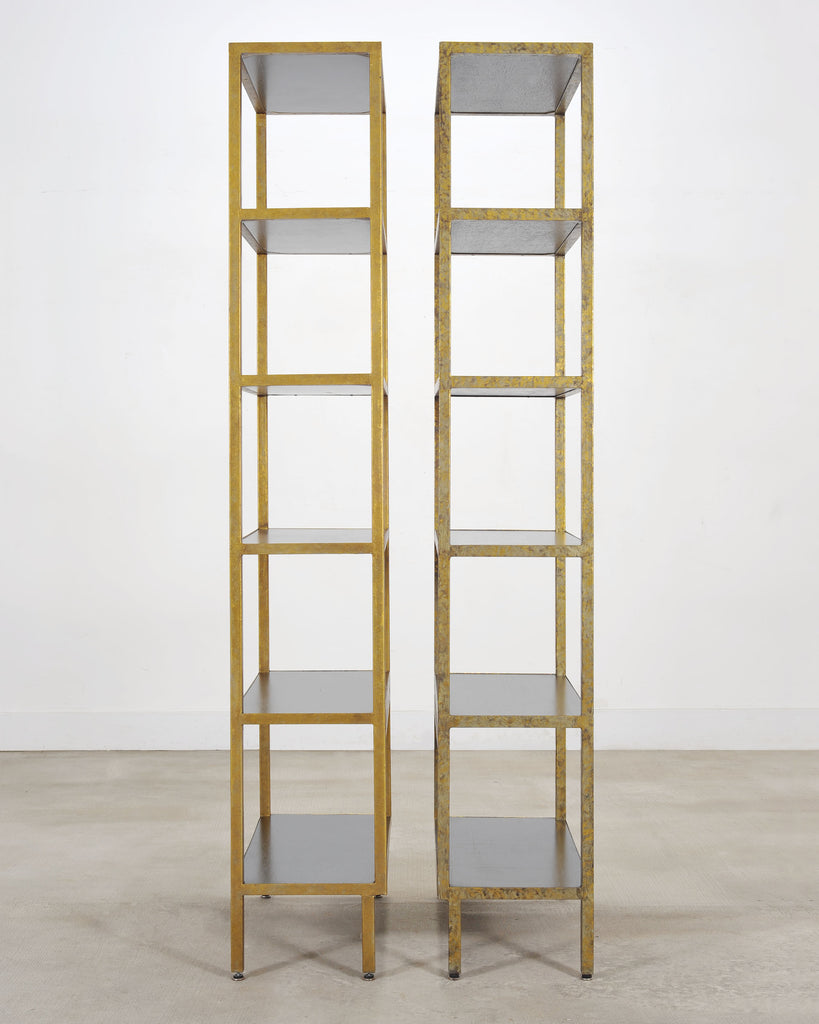 Pair of Oly Studio Gilt Iron 'Stella' Étagères Bookcase Shelves
