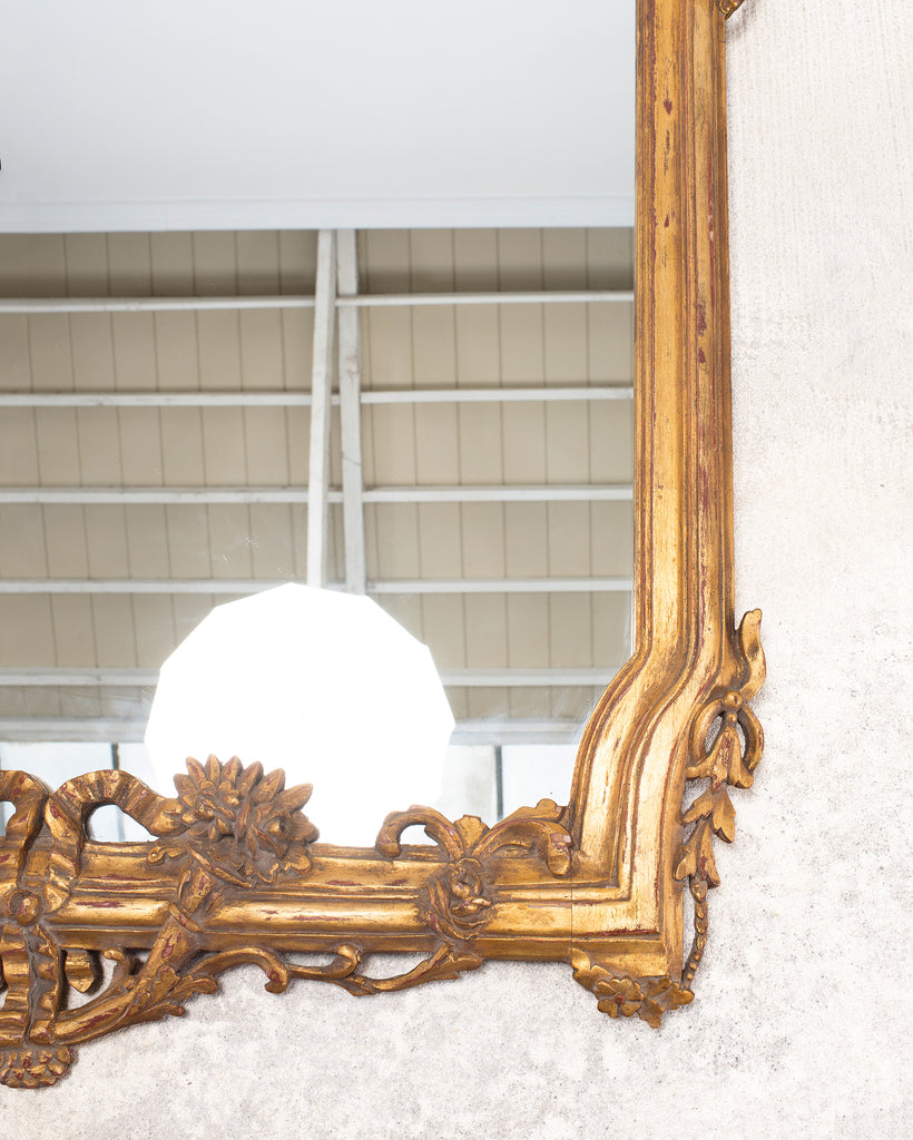 Pair of 19th C. French Louis XVI Style Giltwood Mirrors 4.6 Ft
