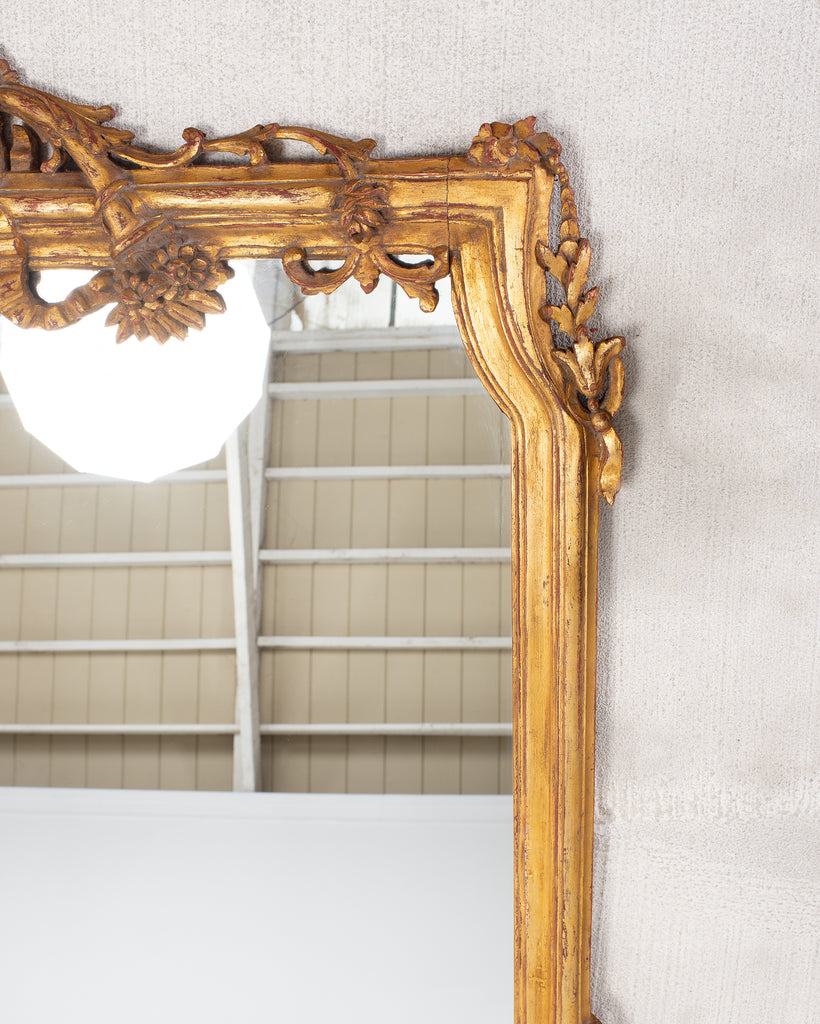 Pair of 19th C. French Louis XVI Style Giltwood Mirrors 4.6 Ft