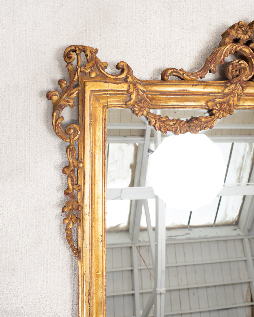 Pair of 19th C. French Louis XVI Style Giltwood Mirrors 4.6 Ft
