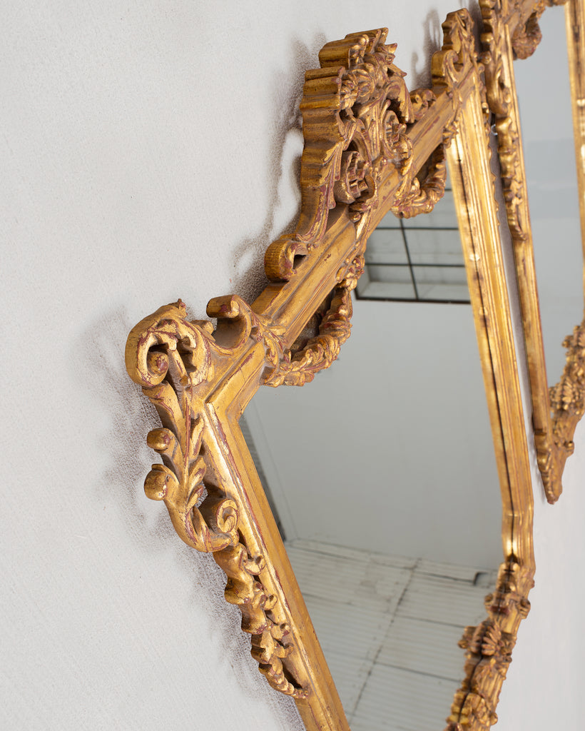 Pair of 19th C. French Louis XVI Style Giltwood Mirrors 4.6 Ft