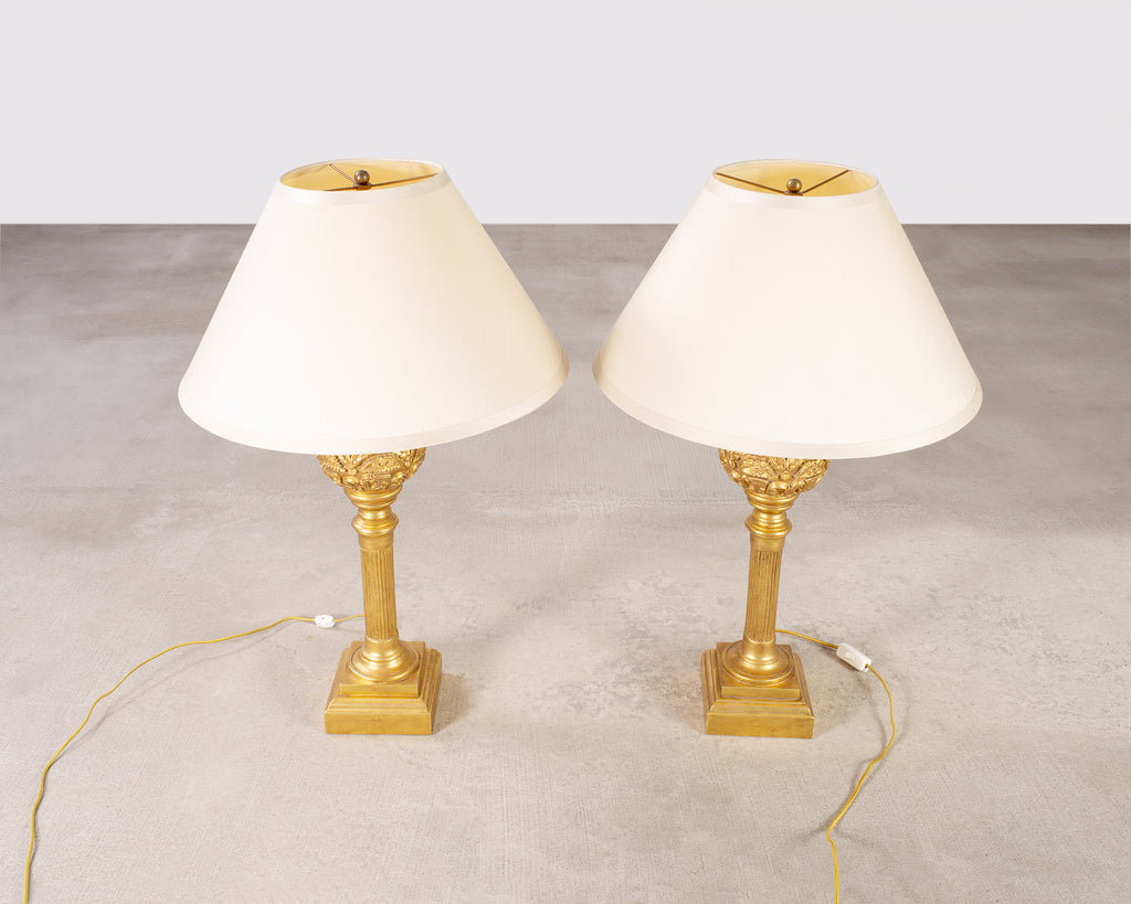 Pair of Nancy Corzine Neoclassical 22k Topiary Lamps