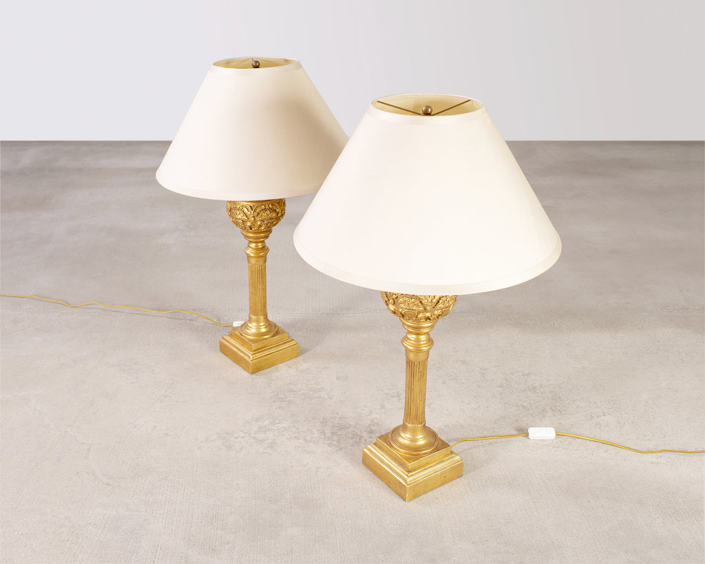 Pair of Nancy Corzine Neoclassical 22k Topiary Lamps