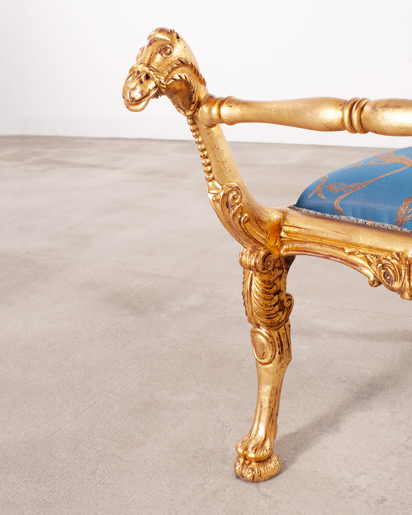 Pair of Italian Neoclassical Giltwood Camel Stool Benches