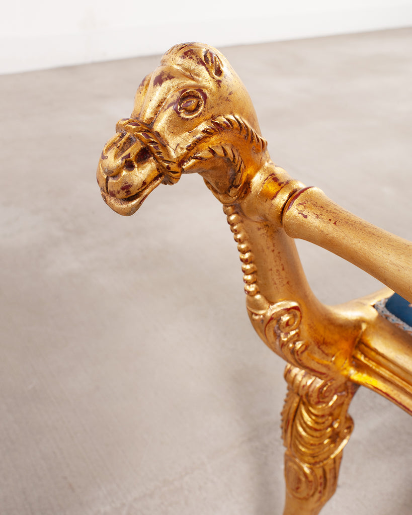 Pair of Italian Neoclassical Giltwood Camel Stool Benches