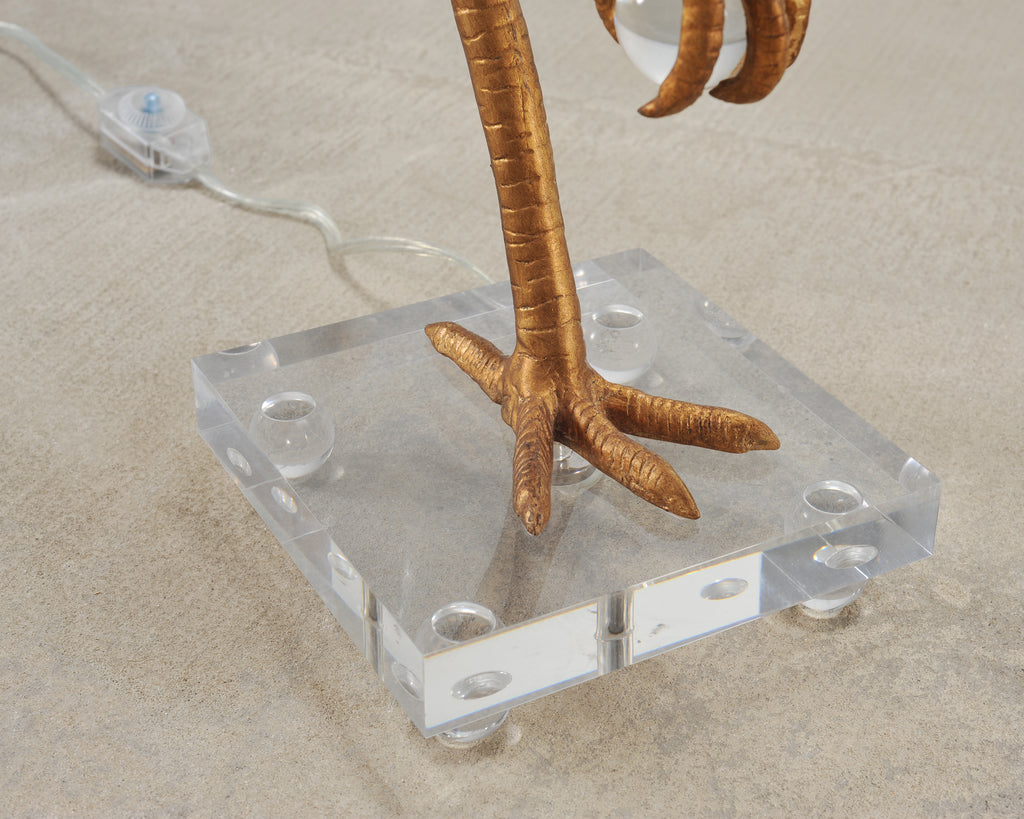 Pair of Gilt Resin and Lucite Ibis Table Lamps by Cyan Design