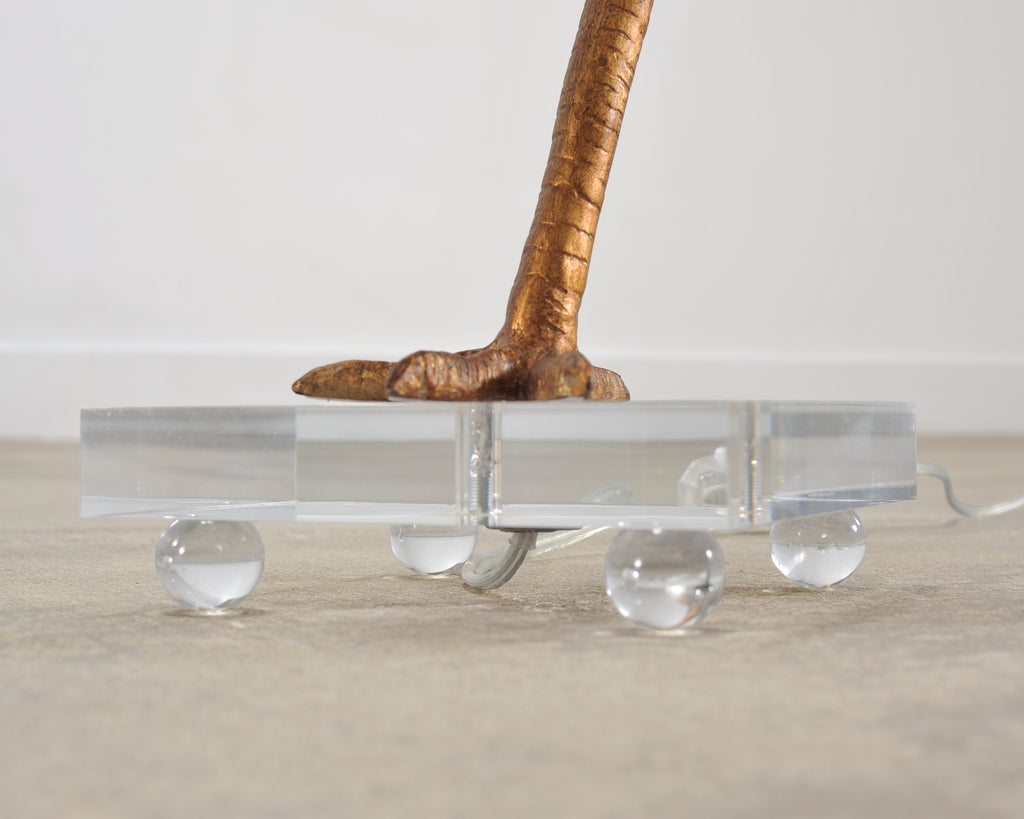 Pair of Gilt Resin and Lucite Ibis Table Lamps by Cyan Design