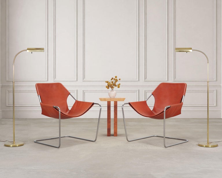 Pair of Mid-Century Brass Adjustable Pharmacy Floor Lamps