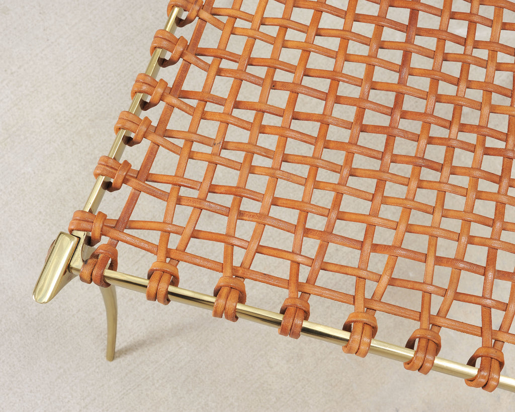 Pair of Brass Leather Strap Klismos Chairs by Sylvan S. F.